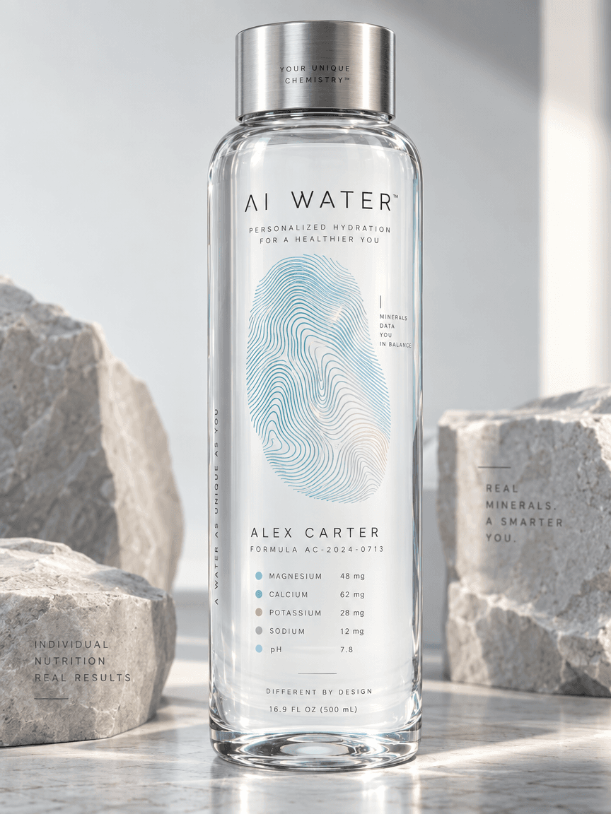 AI Water bottle, formulated for Alex Carter